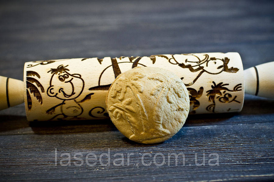 Фактурна качалка з візерунком для тіста — джунглі. Подарунок домогосподарці, фото 1