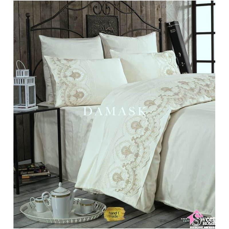 Постільна білизна Zebra Casa Damask двоспальний євро, кремовий
