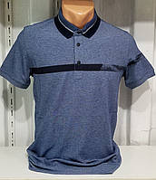 Мужская тениска из льна синего цвета с коротким рукавом