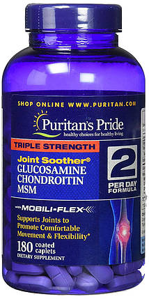 Хондропротектор Puritan's Pride Triple Strength Glucosamine Chondroitin 180 капс., фото 2