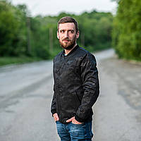 Чоловіча демісезонна куртка (бомбер), чорного кольору