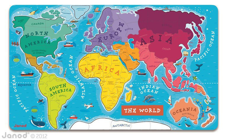 Janod — магнітний пазл "Карта світу" (англ. язик), фото 1