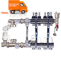 Коллектор теплого пола в сборе на 3 выхода FADO с расходомерами