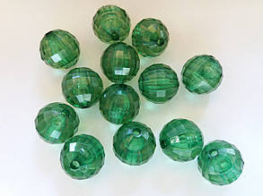 Бусины "Шар грани" темно зеленый 22 мм