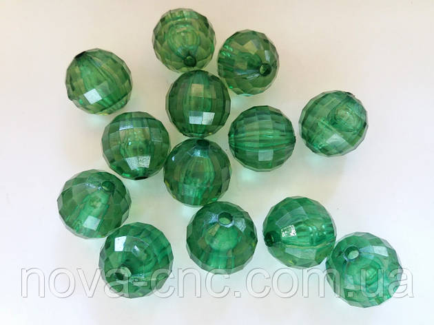 Бусины "Шар грани" темно зеленый 22 мм, фото 1
