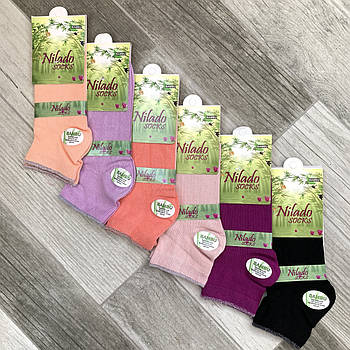 Шкарпетки жіночі демісезонні бамбук з люриксом Nilado Socks, Туреччина, короткі, кольорове асорті, 03737