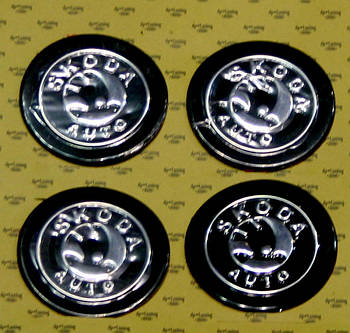 Комплект модельних наклейок на автомобільні диски, 4 шт., Skoda, Black