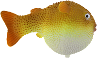 Декор для аквариума Рыбка ежик желтая 9 см