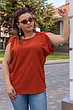 Жіноча літнє вільна шифонова батальна блуза з коротким рукавом (р. 48-58). Арт-4189/32, фото 3