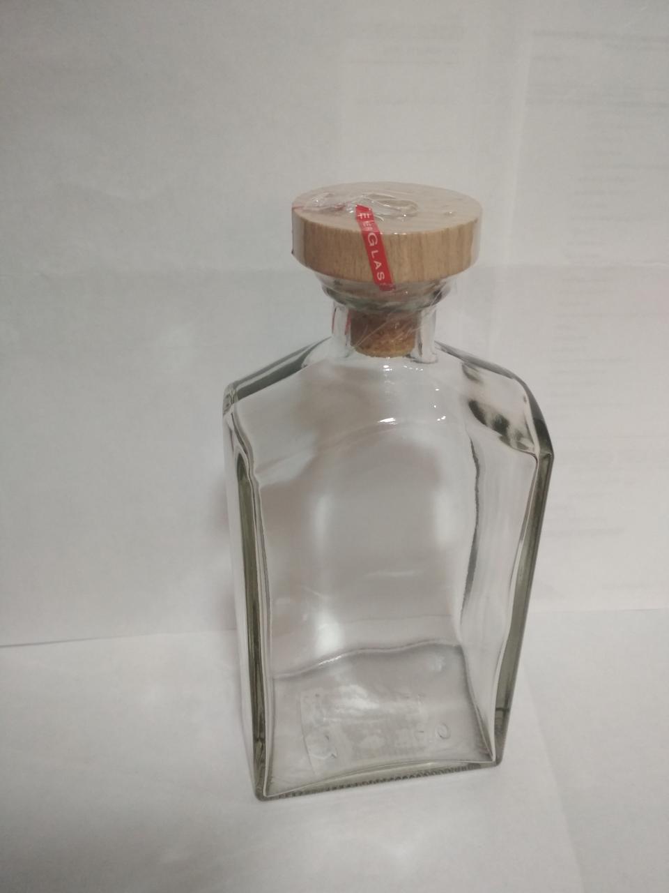 Скляна пляшка 500 мл з дерев'яною пробкою для зберігання, подачі напоїв Everglass