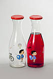 Набір скляних пляшок декорованих 1 л 2 шт для компоту, соку і молока Love Everglass, фото 3