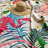 Пляжний килимок  ⁇  Пляжне кругле покривало  ⁇  Пляжний плед  ⁇  Пляжний рушник. "Фламінго" Розмір 150 см., фото 2