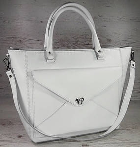 600 Натуральна шкіра, Сумка-тоут трапеція жіноча, сумка біла Сумка шкіряна біла