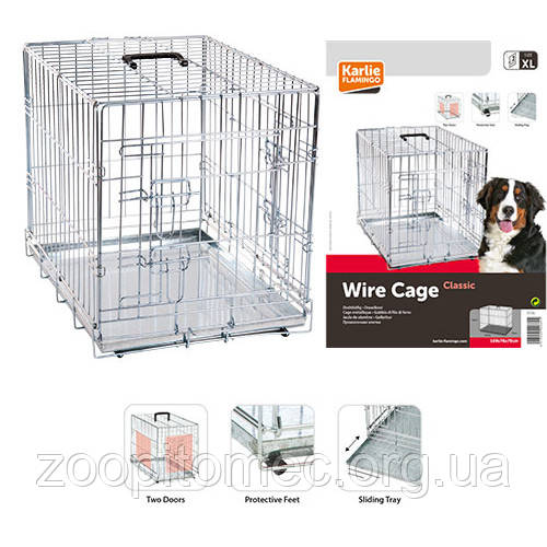 КАРЛІ-ФЛАМІНГО WIRE CAGE 2-х дверна хромована клітка для собак 109*70*76 см