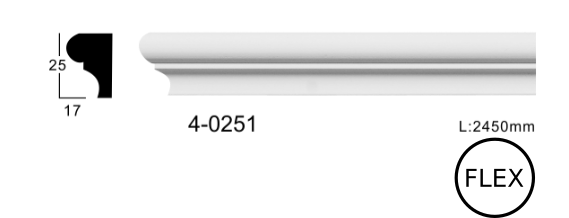 Молдинг для стін, гладкий, Classic Home 4-0251 flex, ліпний декор з поліуретану