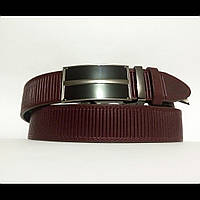 Шкіряний ремінь автомат 40 мм  вишневий 