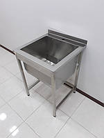 Мийка односекційна для ресторанної кухні з бортом з нержавіючої сталі 600х600х850