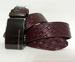 Шкіряний ремінь автомат 40 мм  вишневий 