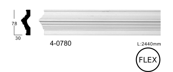 Молдинг для стін, гладкий, Classic Home 4-0780 flex, ліпний декор з поліуретану