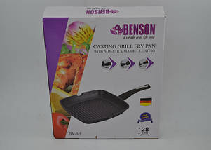 Сковорода-гриль Benson BN-311 (28*28*4 см) квадратний мармур, фото 3