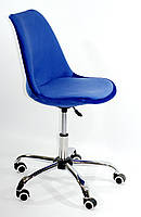 Офисное кресло на колесиках с бархатной обивкой синего цвета Milan Soft Office