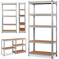 200х90х50 Стелаж 5 полиць МДФ/ДСП 175 кг/полку СК-11 поличний оцинкований МЕТКАС меткаспостач додому, фото 10