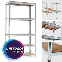 200х90х50 Стелаж 5 полиць МДФ/ДСП 175 кг/полку СК-11 поличний оцинкований МЕТКАС меткаспостач додому, фото 3