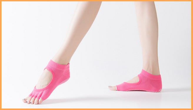 Шкарпетки Для Йоги з Відкритими Пальцями і Відкритим Сводом, малина