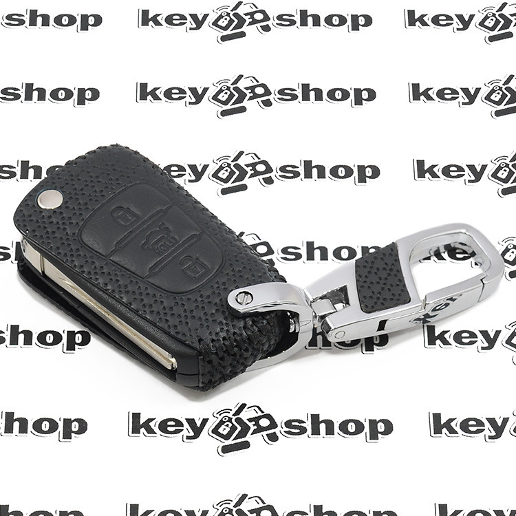 Кожаный чехол (c тиснением), для выкидного ключа Hyundai (Хундай) 3 кнопки - фото 3 - id-p982951929