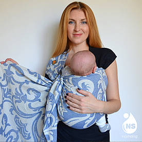 Слінг з кільцями Вензель (бавовна) для перенесення дітей з народження до 2 років ТМ "Nashsling" Синій