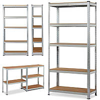 Стелажі металеві 4 штуки 180х360х30 см МДФ/ДСП 175 кг на одну полицю оцинковані 20 полиць комплект, фото 6