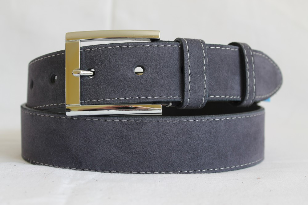 Замшевий ремінь 40 мм  сірий