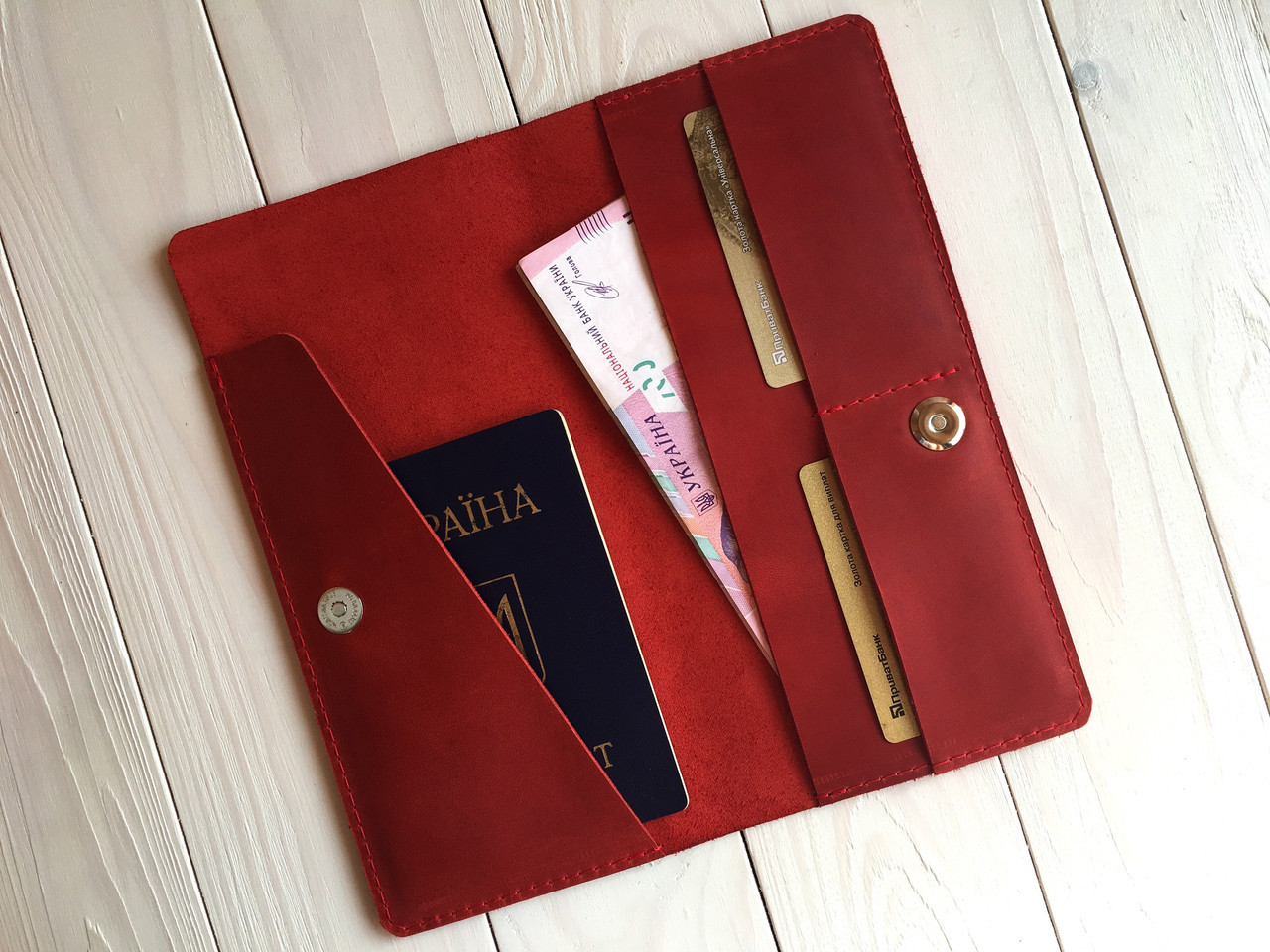Шкіряний тревел-кейс для авіабалетів GooseTM G0016 червоний (портмоне) daymart