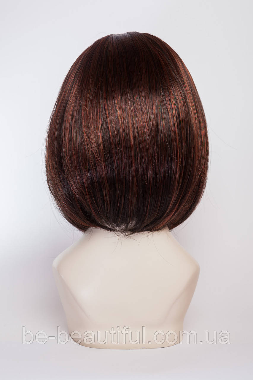 Парик на повязке искусственный прямых волос шоколад с красным - фото 3 - id-p24552651
