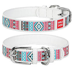 Нашийник із натуральної шкіри з принтом "Етно",WAUDOG