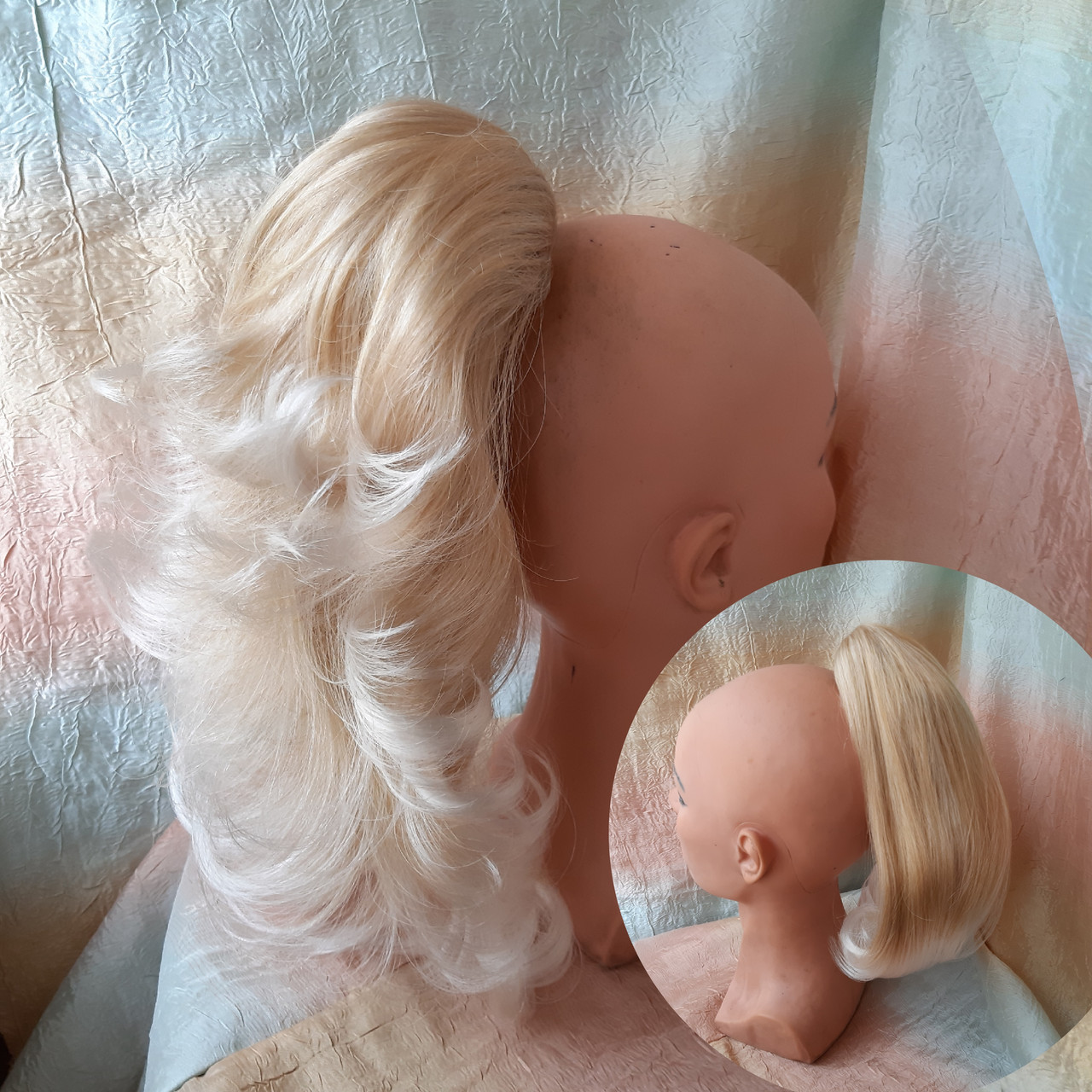 Хвіст двухсторонній на крабі блонд з омбре Т95-LG26T613A, фото 1