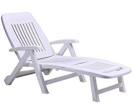 Шезлонг садовий/пляжний Fiorello пластиковий AMF Білий