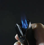 Запальничка Scorch c турбонаддувом газова з трьома пальниками сигарно-сигаретна срібляста SKU0000174, фото 5