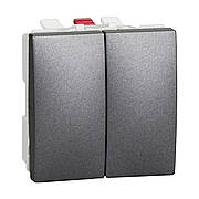 MGU3.211.12 Вимикач 2-клавішний сх.5 2-мод. графіт Unica Schneider Electric