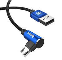 Оригинальный Угловой Кабель Baseus MVP Elbow Micro USB для зарядки и передачи данных (1 метр) Синий