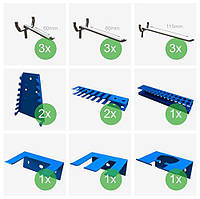 Набор креплений и крючков для перфорированной панели для СТО гаража склада мастерской