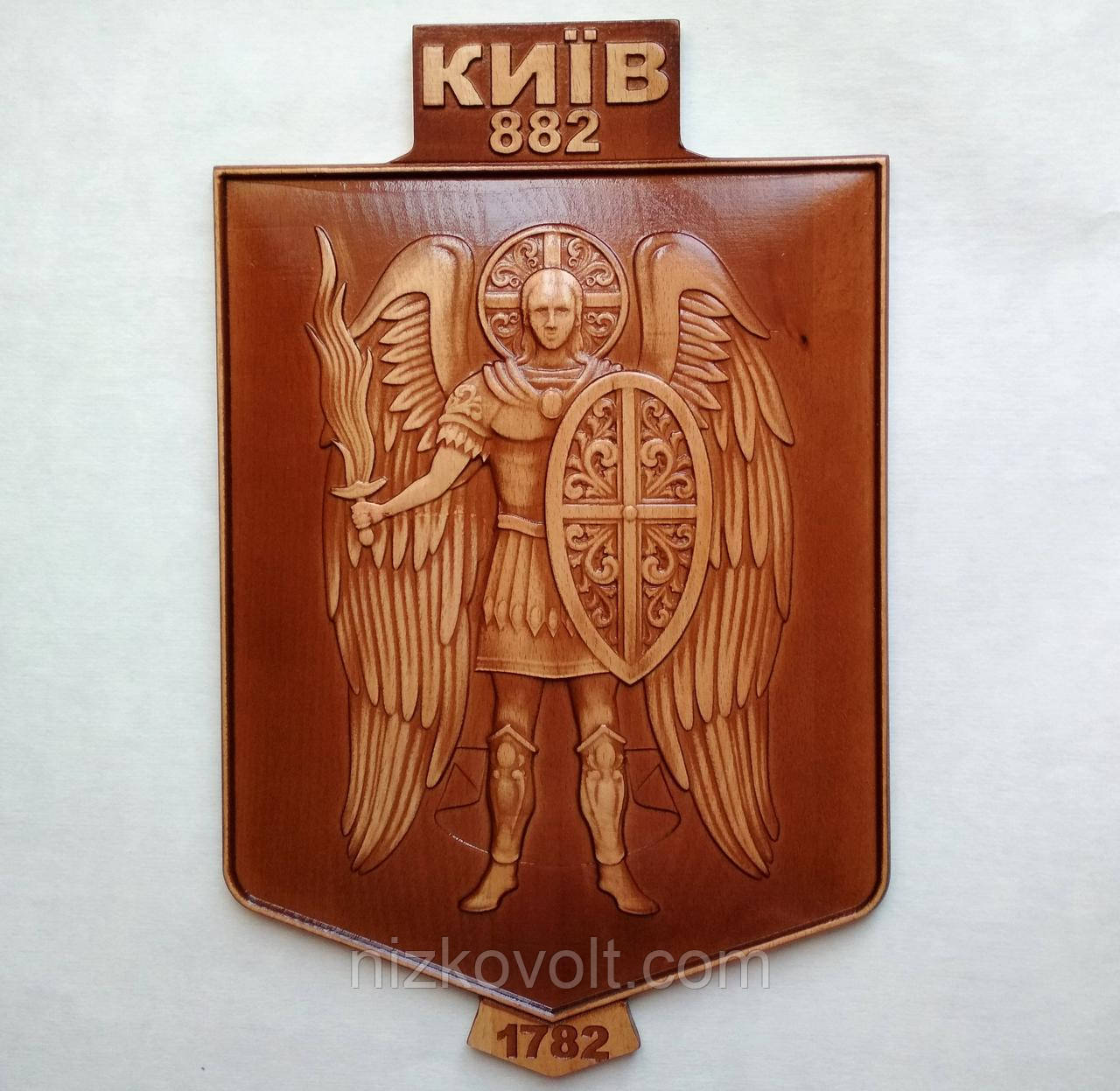 Різьблений герб Києва 200х315х18 мм, фото 1