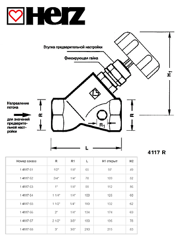 Балансировий вентиль Herz Stromax 4117 R 2 DN 50, фото 2