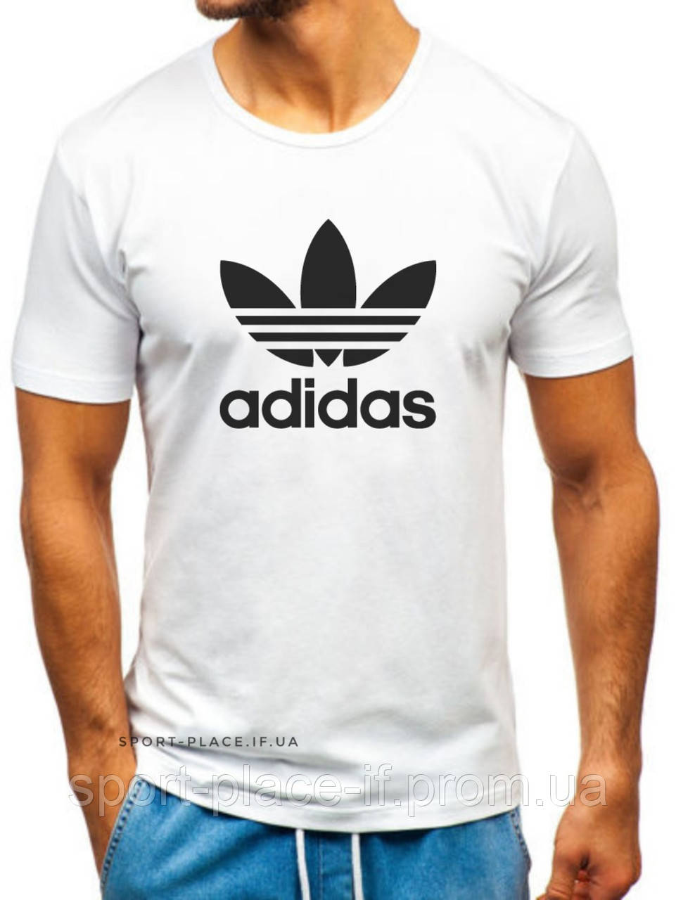 Чоловіча футболка Adidas (Адідас) біла (велика емблема) бавовна