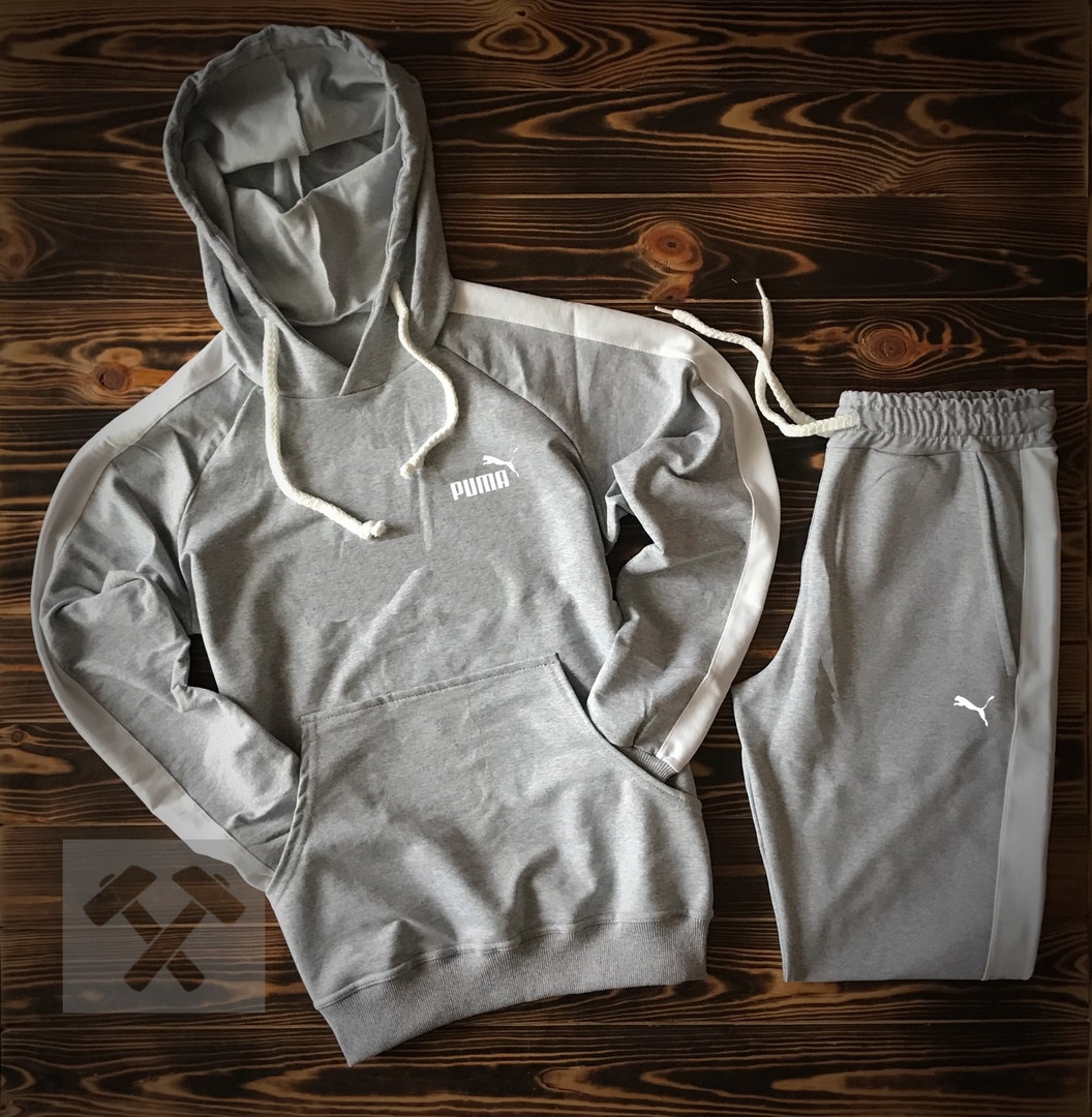 Сірий спортивний костюм Puma (Пума) з лампасами/Весна-осінь