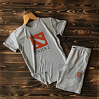 Cпортивные Мужские серые шорты и футболка Dota (Дота) / Летние комплекты для мужчин
