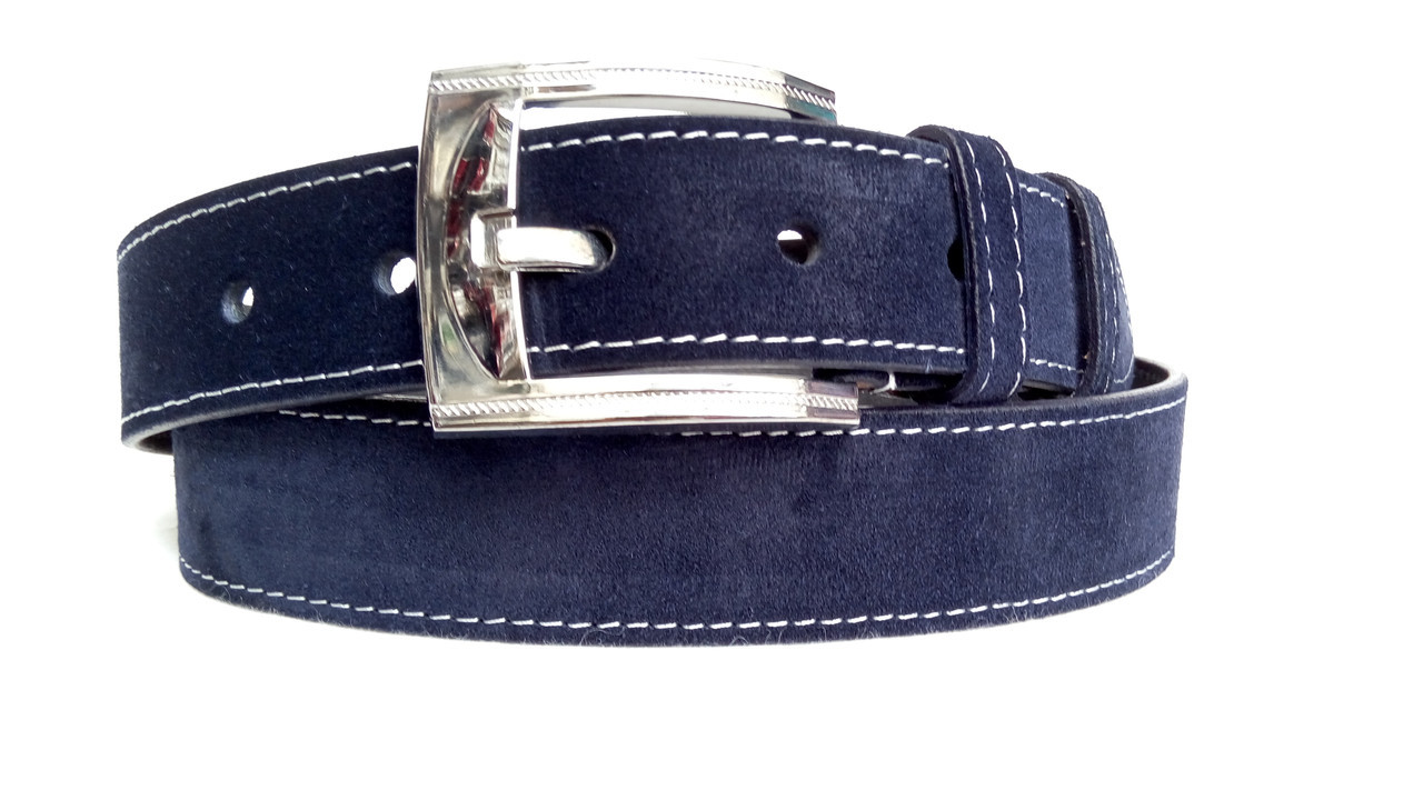 Замшевий ремінь 40 мм  синій