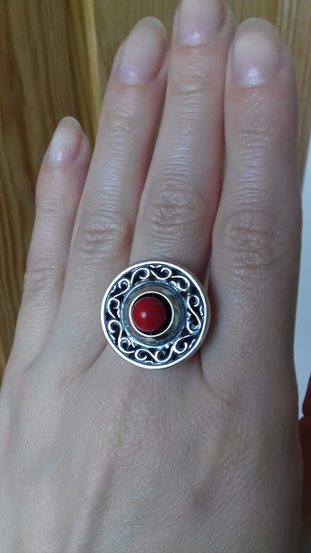 Срібне кільце з коралом, фото 1