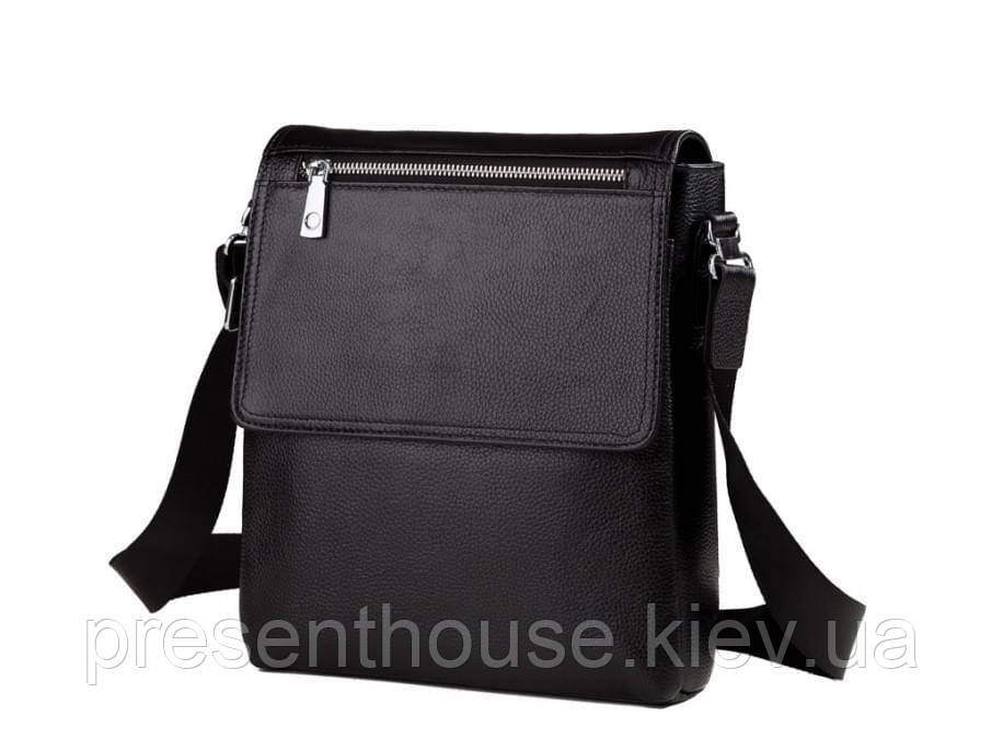 Чорний шкіряний чоловічий месенджер Tiding Bag