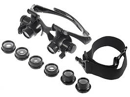 Бінокулярні окуляри-лупи No9892GJ 10x, 5x, 20x, 25x з Led-підсвіткою